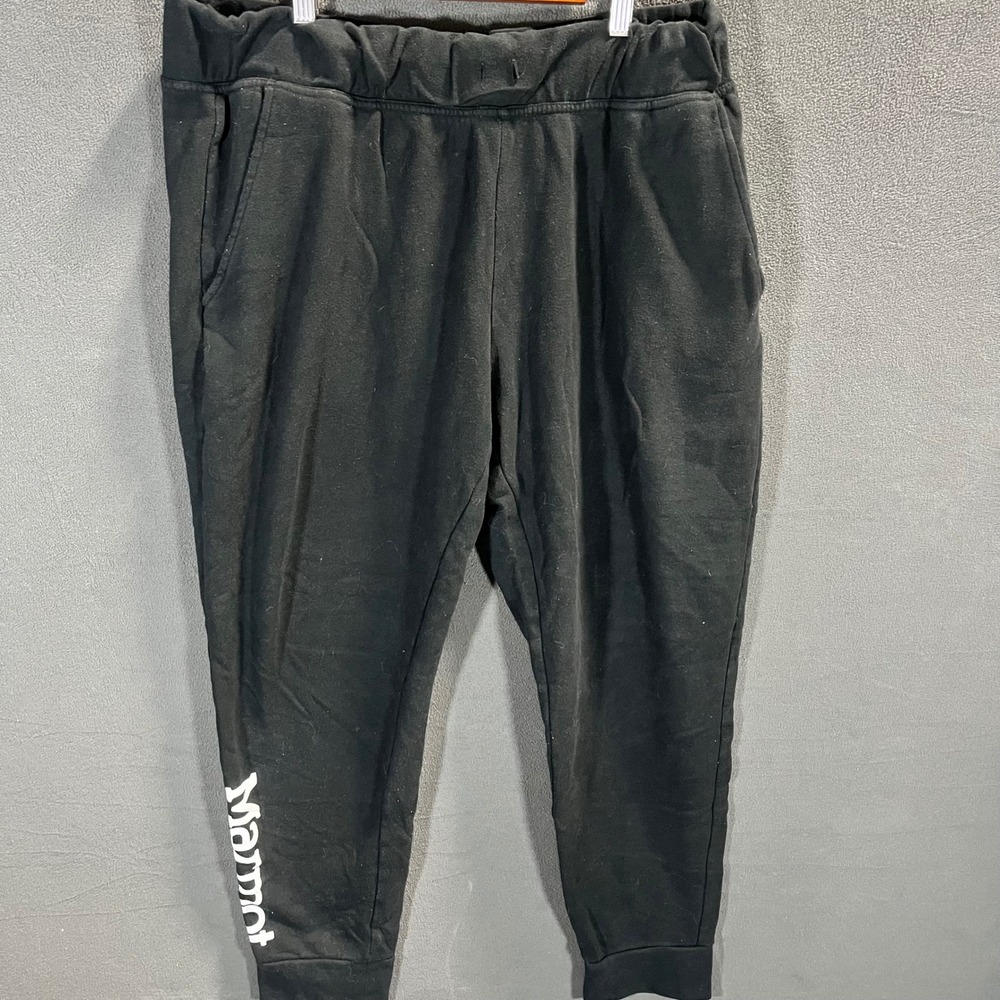 Marmot Mens XL Black Fleece Lined Jogger Sweatpants Logo Activewear